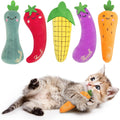 Catnip Cat Toys, 5 Pack, Plush Cat Nip Toys for Indoor Kitten Kitty, Interactive Cat Kicker Chew Safe Teeth Cleaning Toys, Fun Vegetable Shape