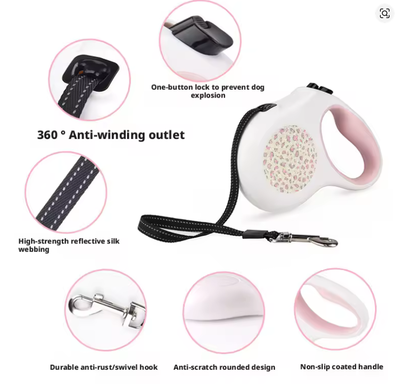 SmartWalk Retractable Dog Leash with Waste Bag Dispenser